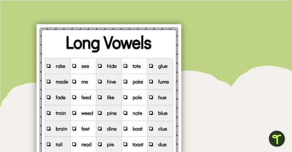 Go to Word Study List - Long Vowels teaching resource