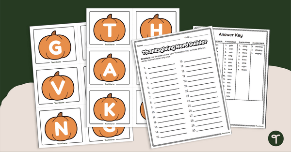 Go to Thanksgiving Word Building Activity teaching resource