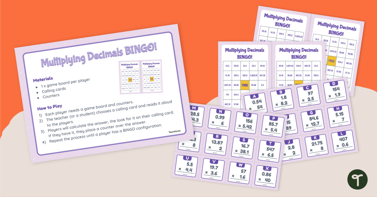Multiplying Decimals Bingo teaching resource