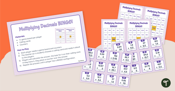 Image of Multiplying Decimals Bingo