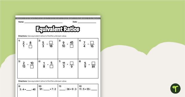 Go to Equivalent Ratios – Worksheet teaching resource