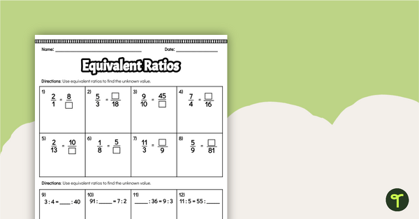 equivalent ratios worksheet