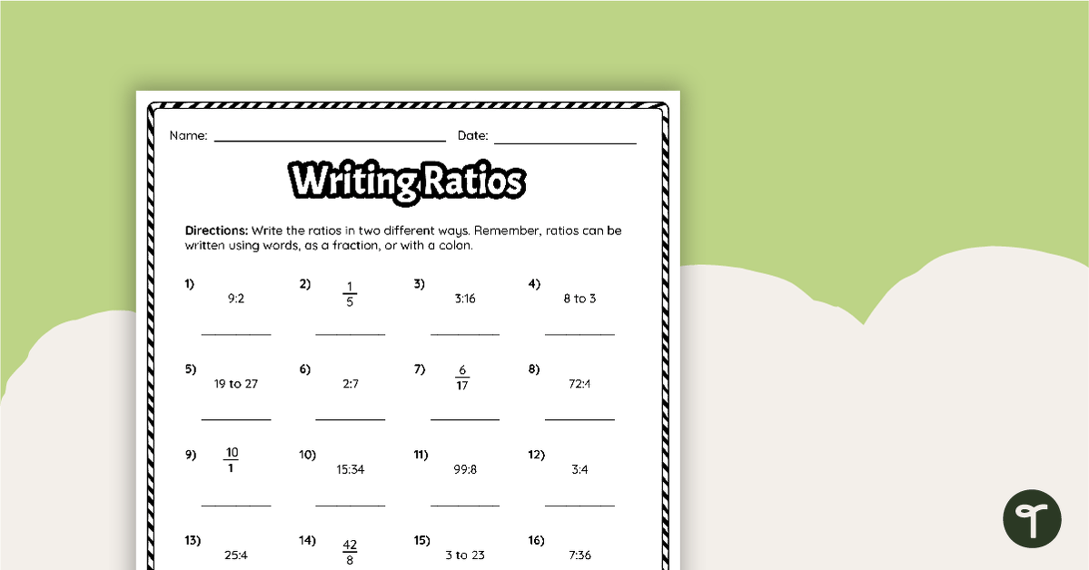 Writing Ratios In 3 Different Ways Worksheets