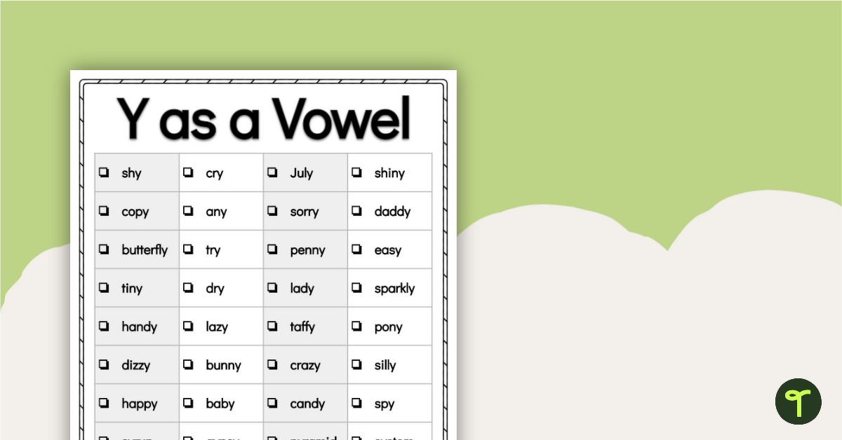 5 Letter Words With Only One Vowel Y