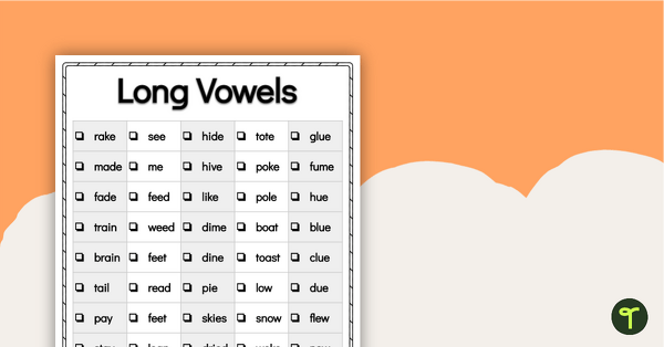 Word Study List Long Vowels Teach Starter