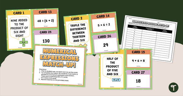 Go to Numerical Expressions Match-Up teaching resource