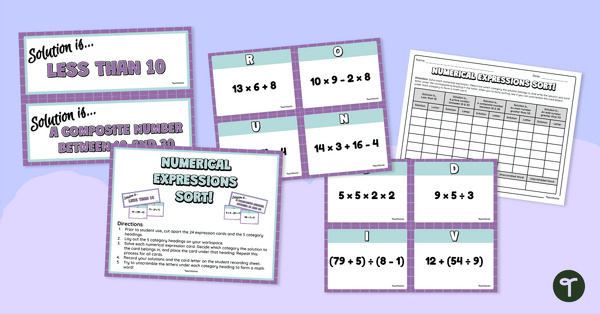 Go to Numerical Expressions Sort! teaching resource