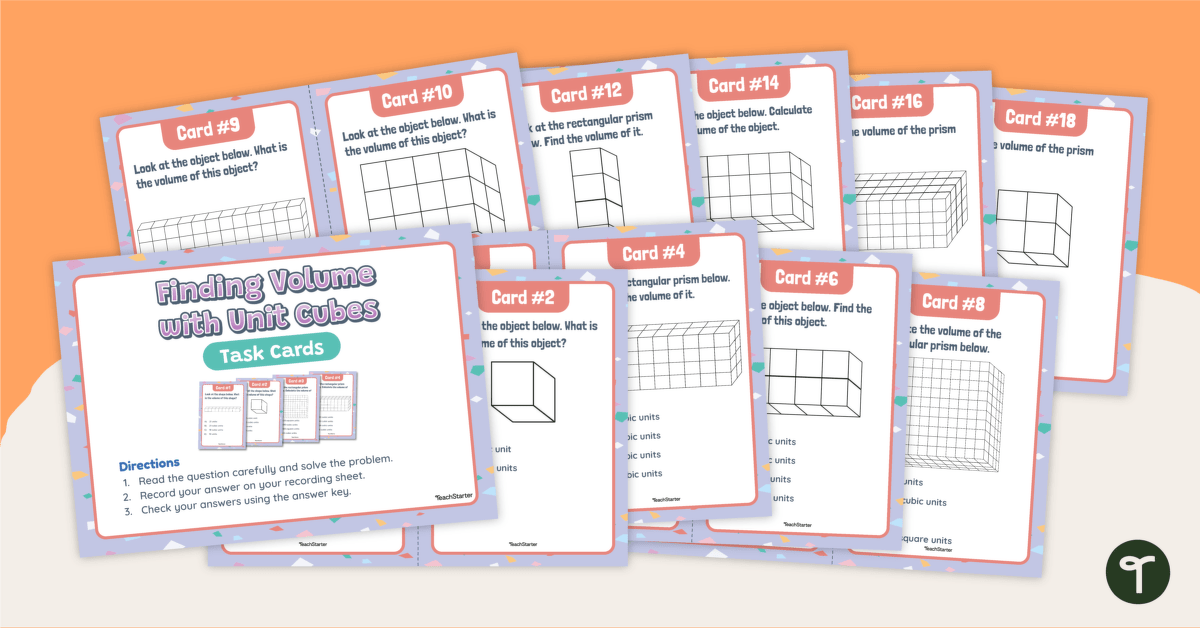 Finding Volume with Unit Cubes – Task Cards teaching resource