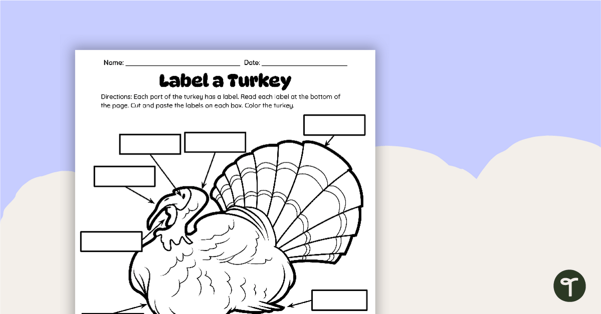 Label a Turkey Worksheet teaching resource