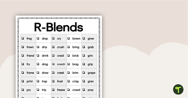 Image of Word Study List - R Blend Words