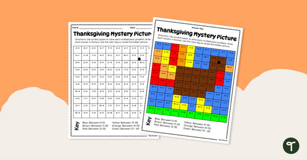 Go to Thanksgiving Multiplication - Mystery Picture Worksheet teaching resource