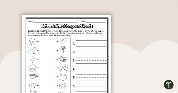 Go to Match and Write Compound Words - Worksheet teaching resource