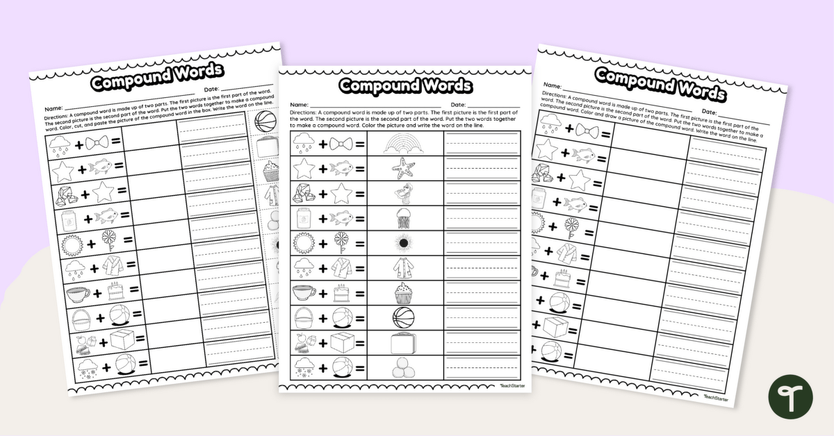 Read and Write Compound Words Worksheet teaching resource