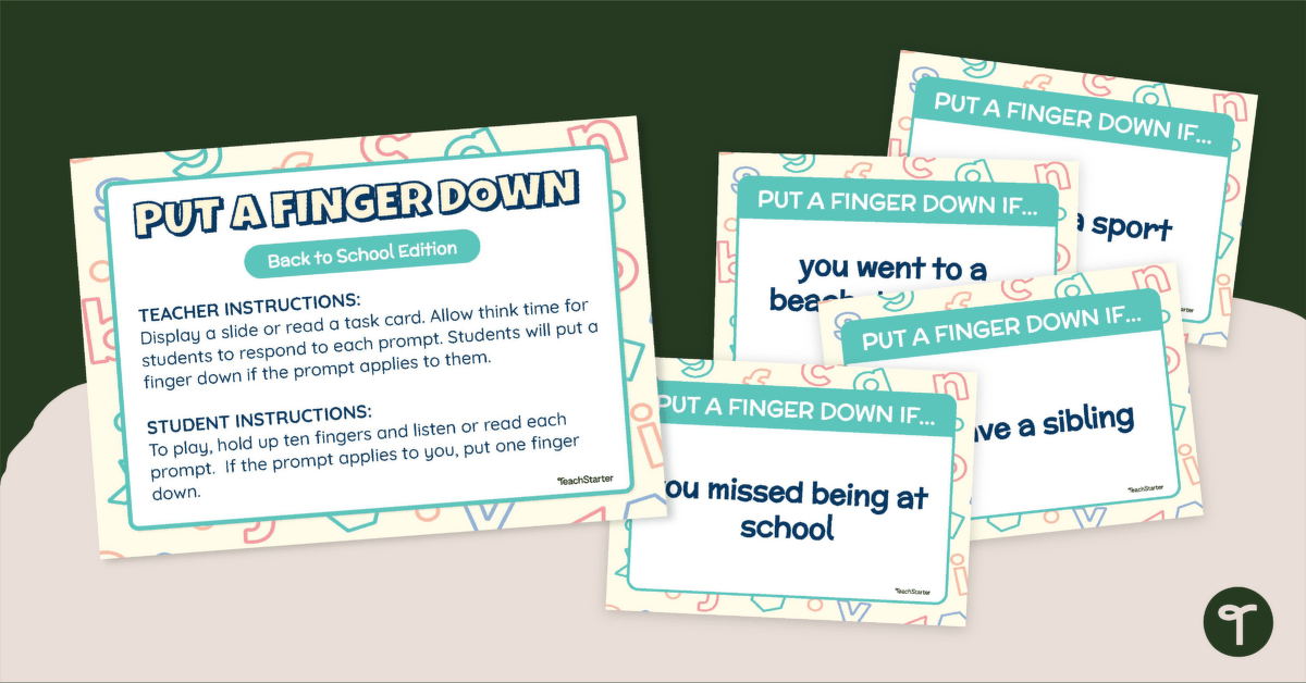 Back to School Icebreaker - Put a Finger Down Classroom Activity teaching resource