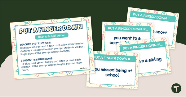 Go to Back to School Icebreaker - Put a Finger Down Classroom Activity teaching resource