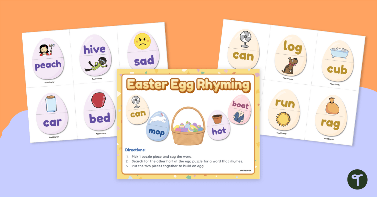 Easter Egg Rhyming Word Puzzles teaching resource