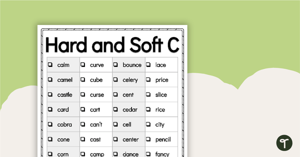 Word Study List - Hard and Soft C Words teaching resource