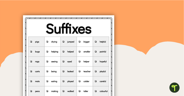 Image of Word Study List - Suffixes