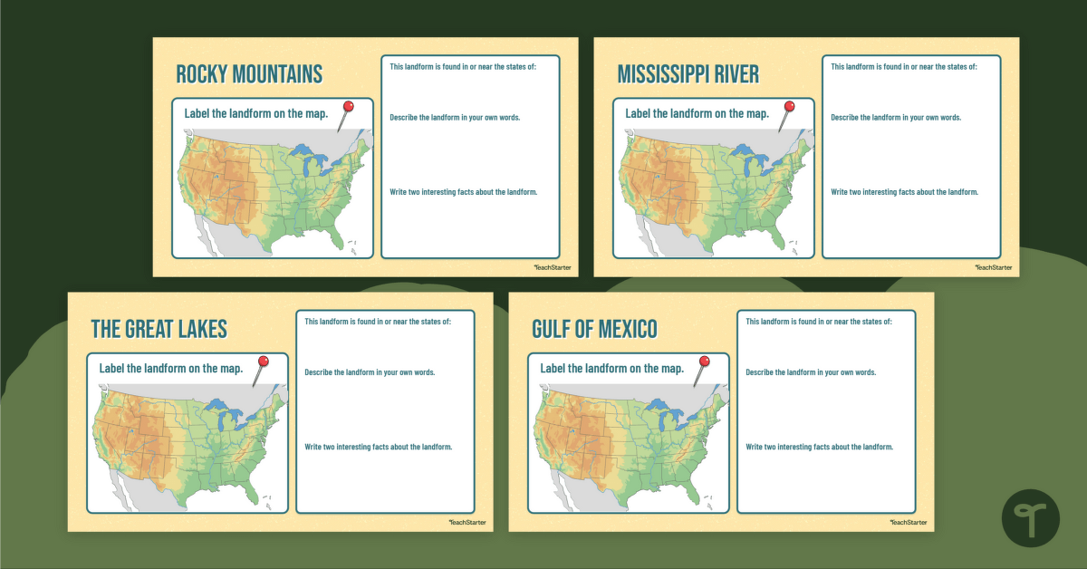Major U.S. Landform Interactive Research Guide teaching resource