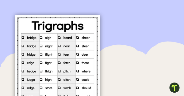 Go to Word Study List - Trigraphs teaching resource