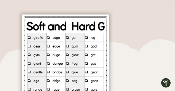 Go to Word List - Soft G Words & Hard G Words teaching resource