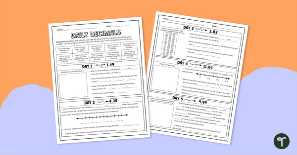 Image of Daily Decimals – Worksheet