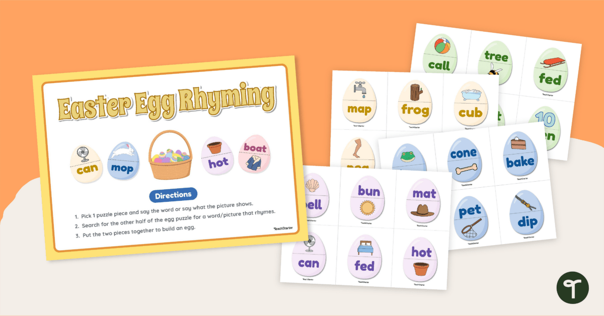 Easter Egg Rhyming Word Puzzles teaching resource