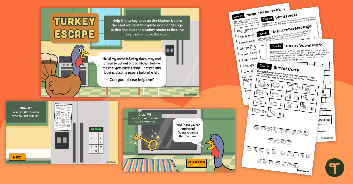 Thanksgiving Escape Room - Escape the Oven! teaching resource
