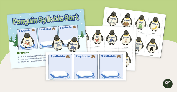 Go to Penguin Syllable Sorting Activity teaching resource