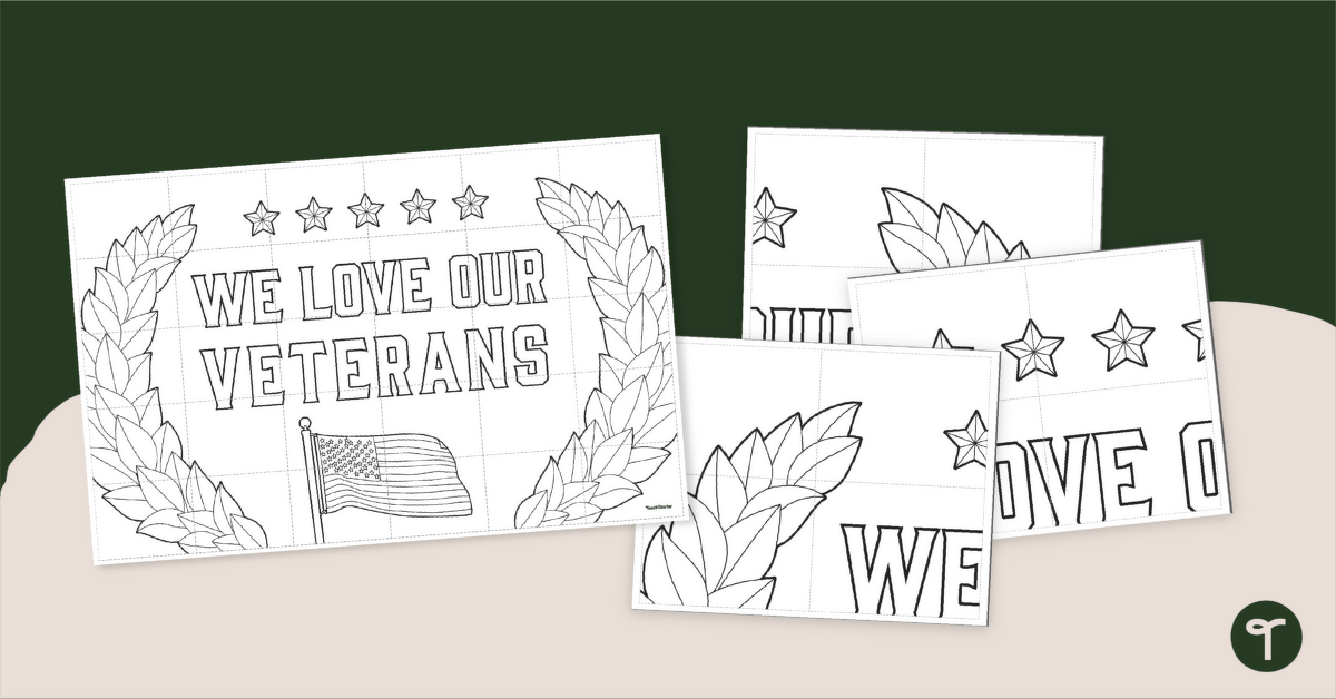 Collaborative Mural - Veterans Day Coloring Pages teaching resource