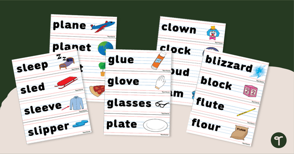 S Blend Words - Word Wall