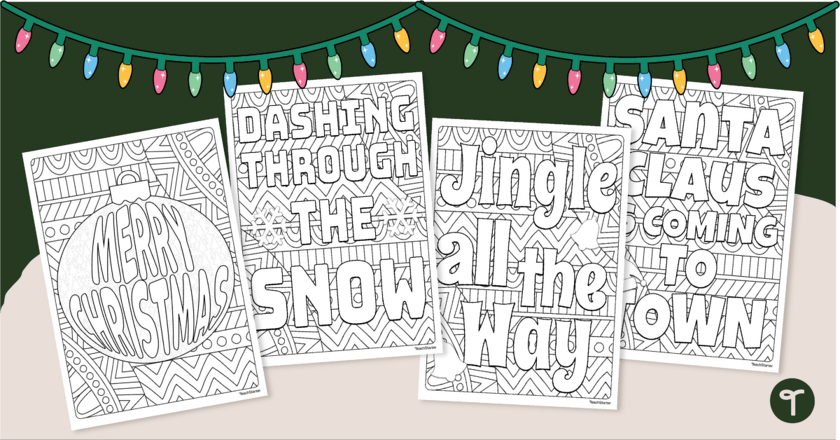 Christmas Coloring Pages Printable Teach Starter