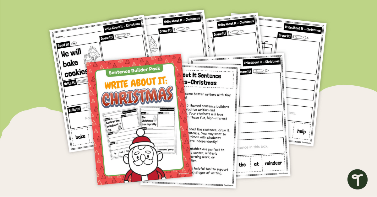 Write About It! Christmas Sentence Builder Pack teaching resource