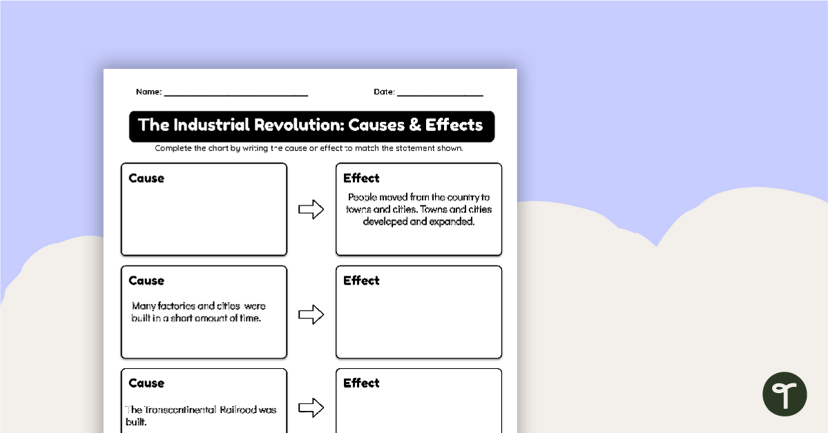 Industrial Revolution Causes and Effect Graphic Organizer teaching resource
