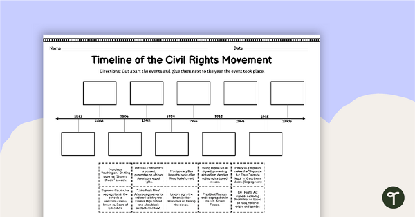 Timeline of the Civil Rights Movement Worksheet | Teach Starter
