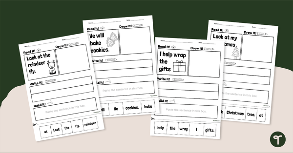 Go to Write About It! Christmas Sentence Builder Pack teaching resource