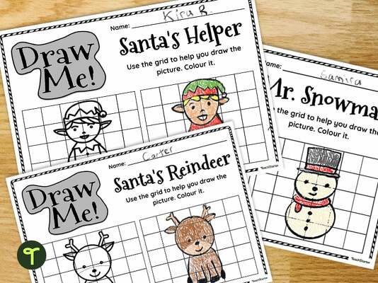 Grid Drawing Christmas Worksheets teaching resource