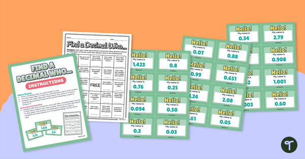 Find A Decimal Who – Whole Class Game teaching resource