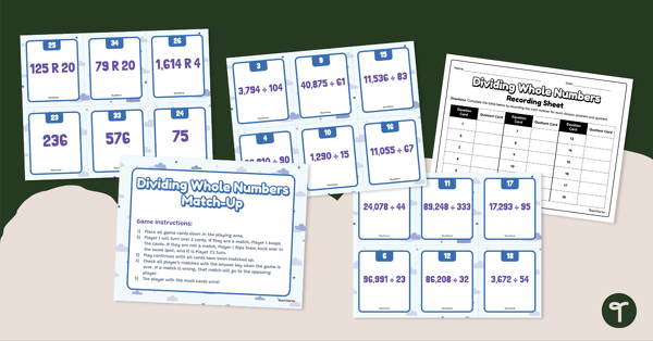 Go to Dividing Whole Numbers – Match-Up Activity teaching resource