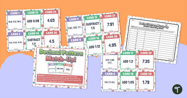 Image of Decimal Patterns – Match-Up Activity