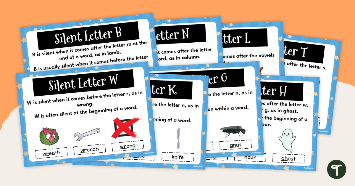 Silent Letters Poster Pack teaching resource