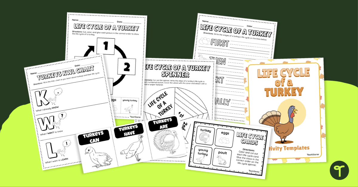 The Life Cycle of a Turkey - Printable Thanksgiving Activities teaching resource