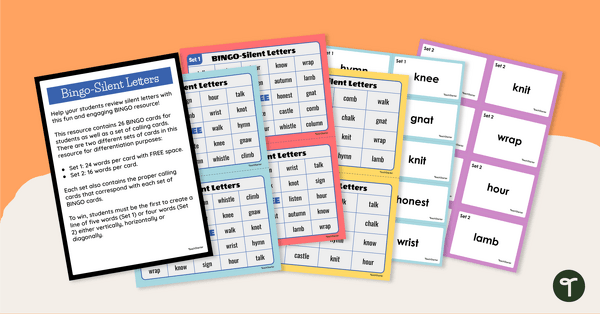 Silent Letter Bingo - Ghost Letters teaching resource