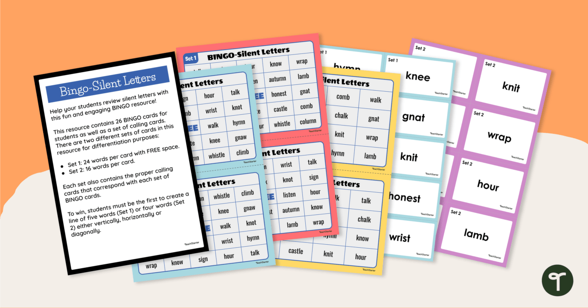 Silent Letters Bingo teaching resource