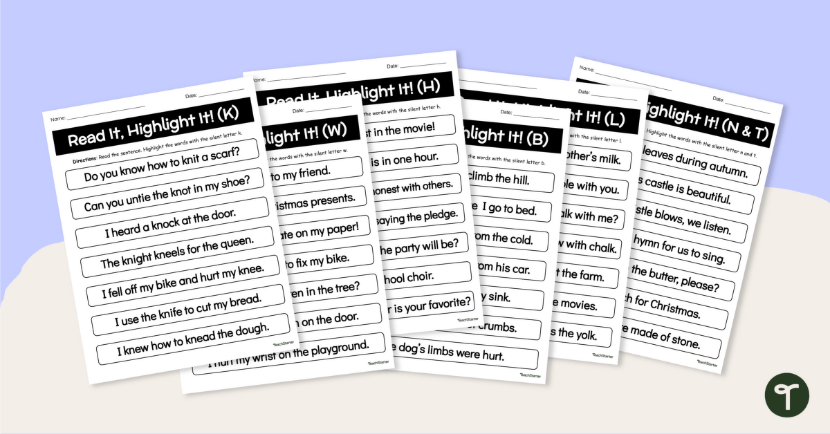 Words with Silent Letters - Worksheets teaching resource