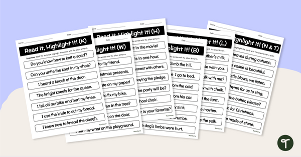 Go to Words with Silent Letters - Worksheets teaching resource