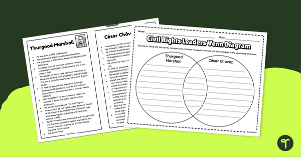 Go to Human Rights Heroes - Marshall and Chavez Venn Diagram teaching resource