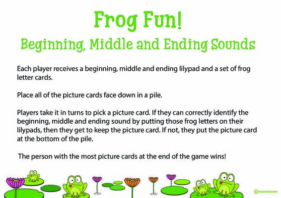 Frog Fun Game - Beginning, Middle and Ending sounds teaching resource