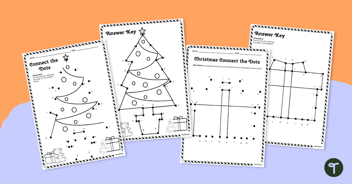 Connect the Dots Christmas Worksheets teaching resource