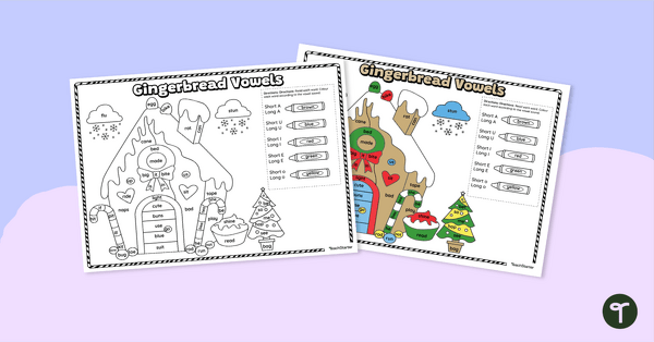 Image of Gingerbread Vowels - Colour by Code Worksheet